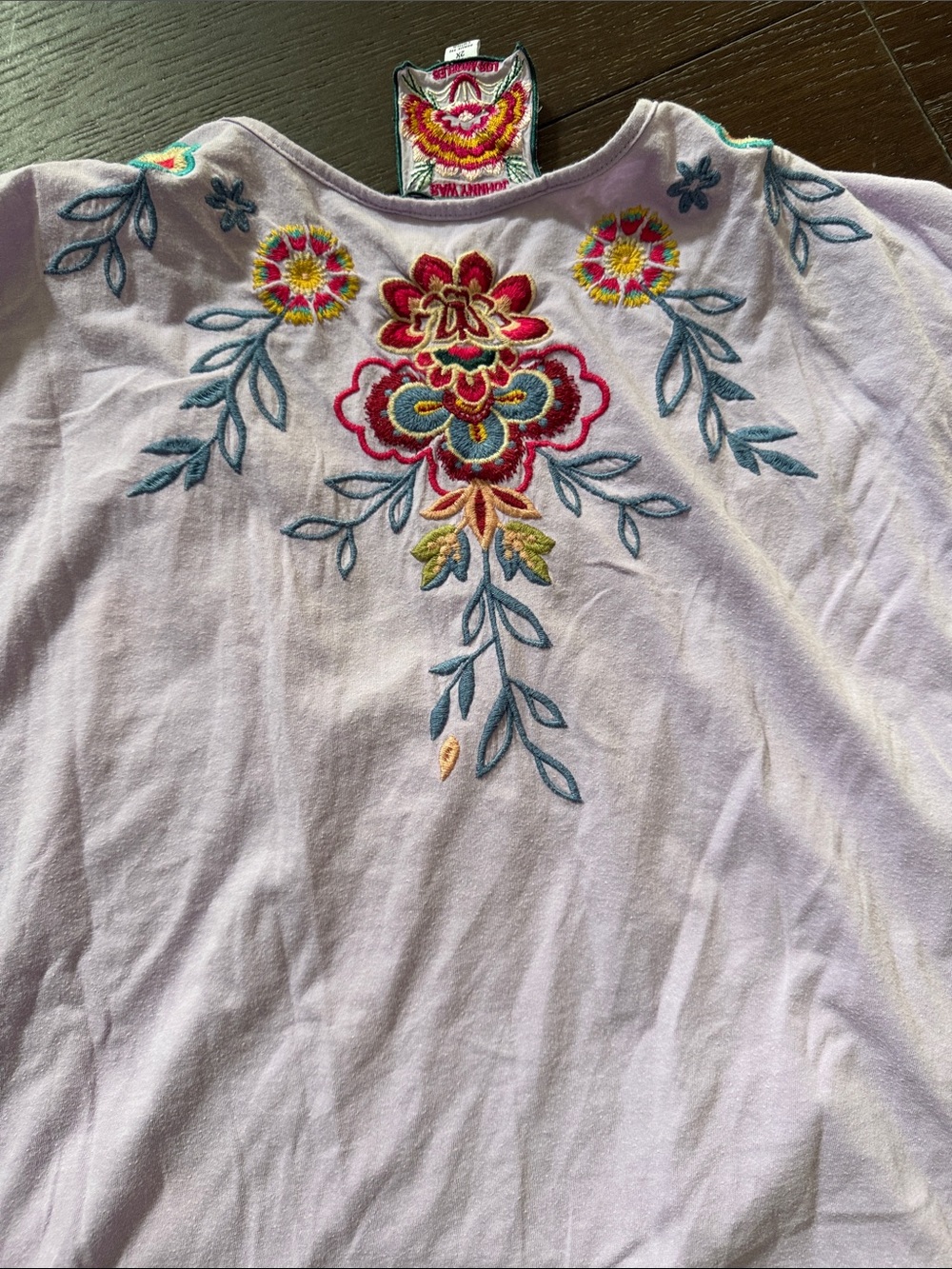 Johnny Was Lavender Embroidered Floral V-Neck Top 2X - Picture 8 of 16